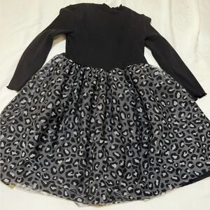 Old Navy Black Ribbed Cheetah Print Dress